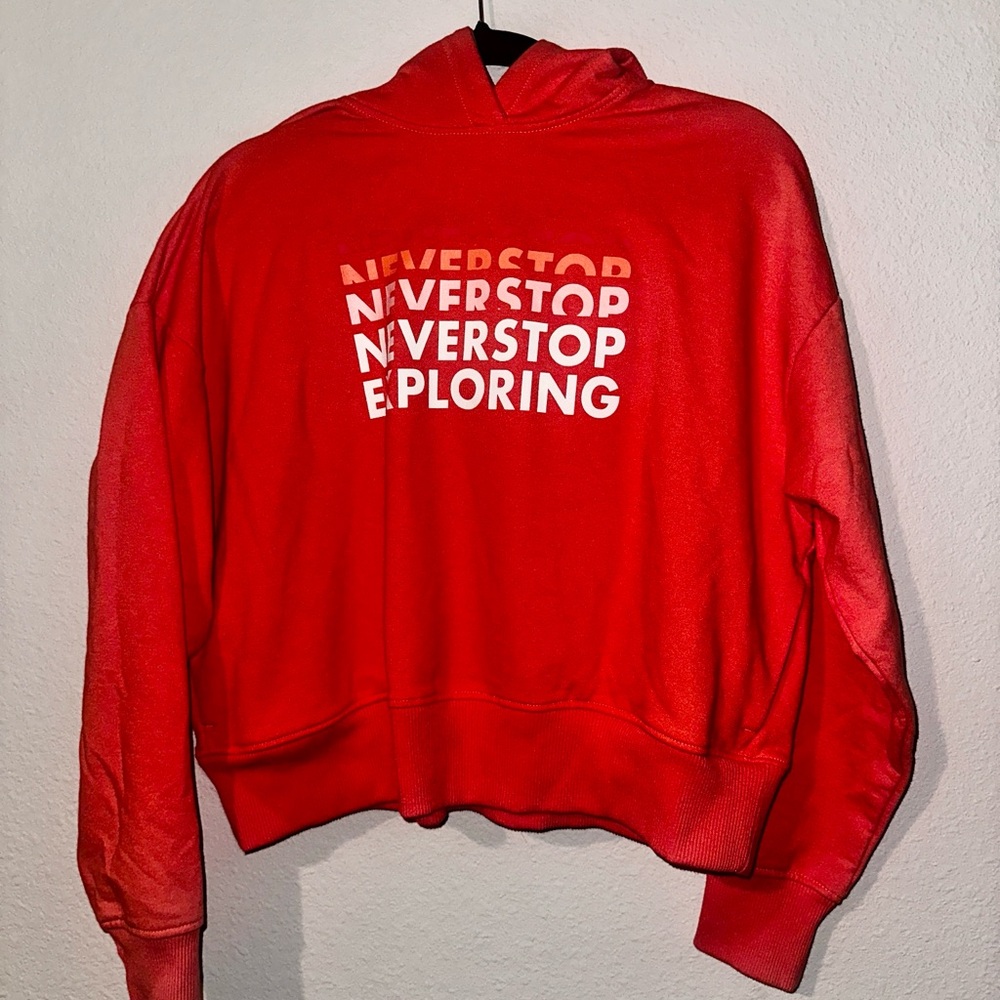The North Face Red Orange Exploring Cropped Hoodie